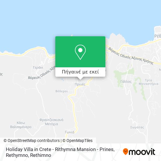 Holiday Villa in Crete - Rithymna Mansion - Prines, Rethymno χάρτης