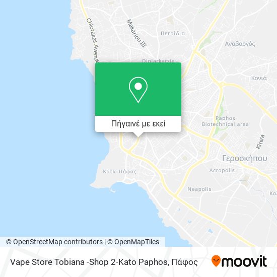 Vape Store Tobiana -Shop 2-Kato Paphos χάρτης