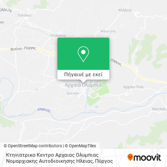 Κτηνιατρικο Κεντρο Αρχαιας Ολυμπιας Νομαρχιακης Αυτοδιοικησης Ηλειας χάρτης