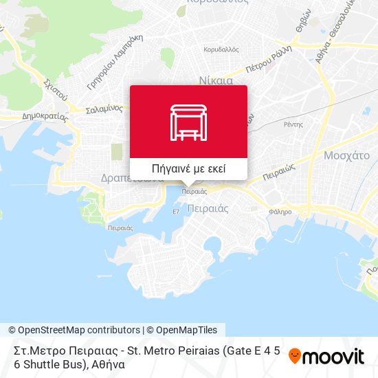 Στ.Μετρο Πειραιας - St. Metro Peiraias (Gate E 4 5 6  Shuttle  Bus) χάρτης