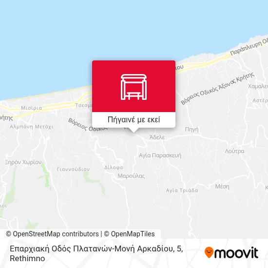 Επαρχιακή Οδός Πλατανών-Μονή Αρκαδίου, 5 χάρτης