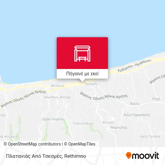 Πλατανιάς Από Τσεσμές χάρτης