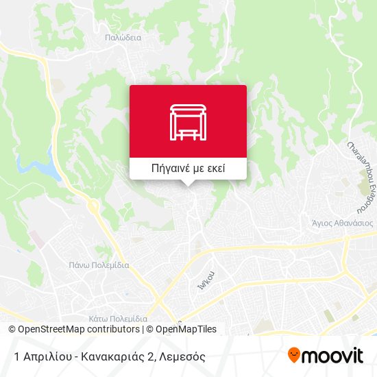 1 Απριλίου - Κανακαριάς 2 χάρτης