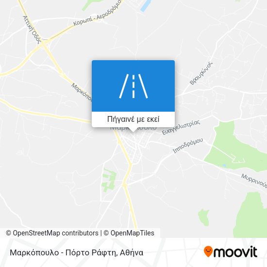 Μαρκόπουλο - Πόρτο Ράφτη χάρτης