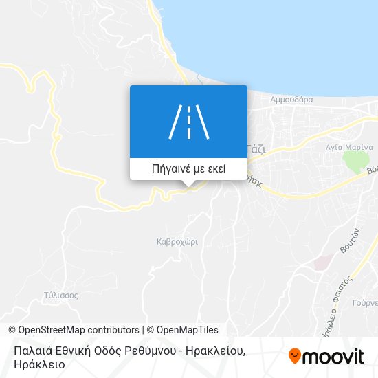 Παλαιά Εθνική Οδός Ρεθύμνου - Ηρακλείου χάρτης