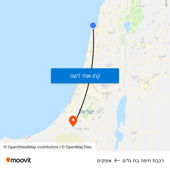 מפת רכבת חיפה בת גלים לאופקים