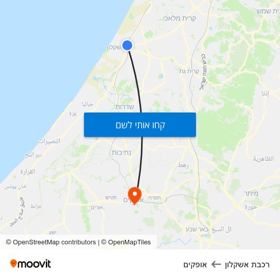 מפת רכבת אשקלון לאופקים
