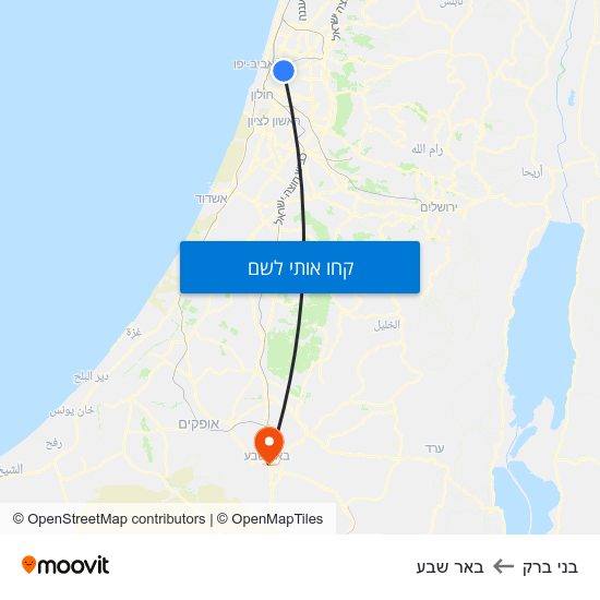 מפת בני ברק לבאר שבע