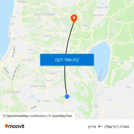 מפת טמרה (יזרעאל) למירון