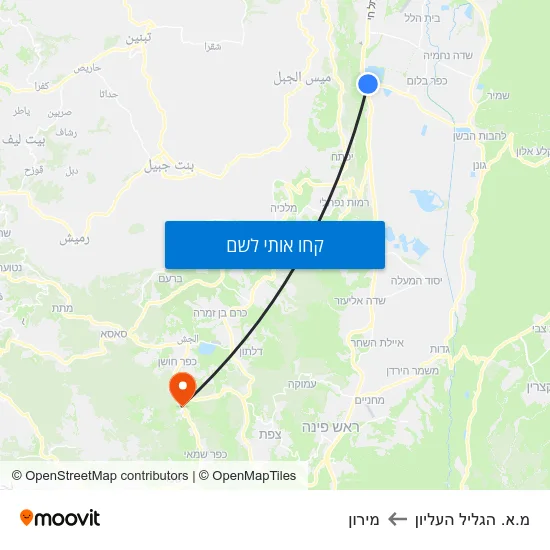 מפת מ.א. הגליל העליון למירון
