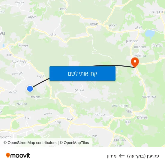מפת פקיעין (בוקייעה) למירון