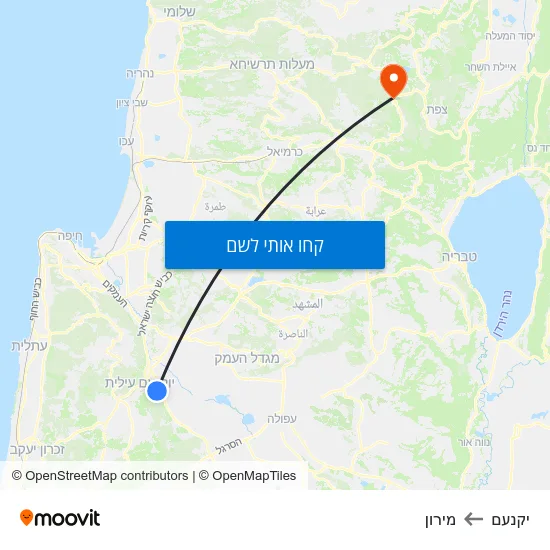 מפת יקנעם למירון