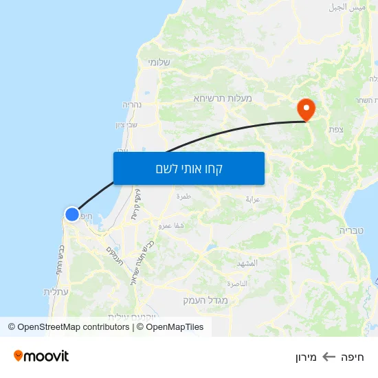 מפת חיפה למירון