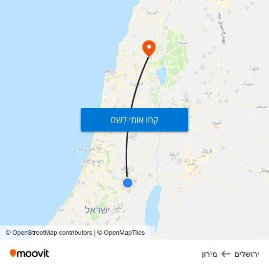 מפת ירושלים למירון