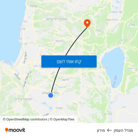 מפת מגדל העמק למירון