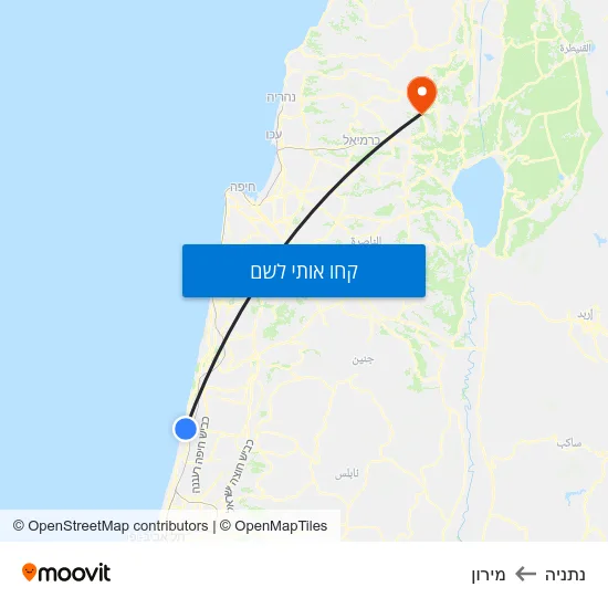מפת נתניה למירון