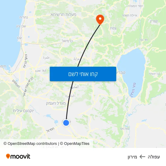 מפת עפולה למירון