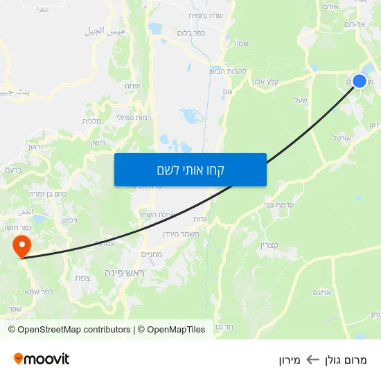 מפת מרום גולן למירון