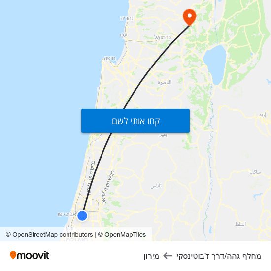 מפת מחלף גהה/דרך ז'בוטינסקי למירון