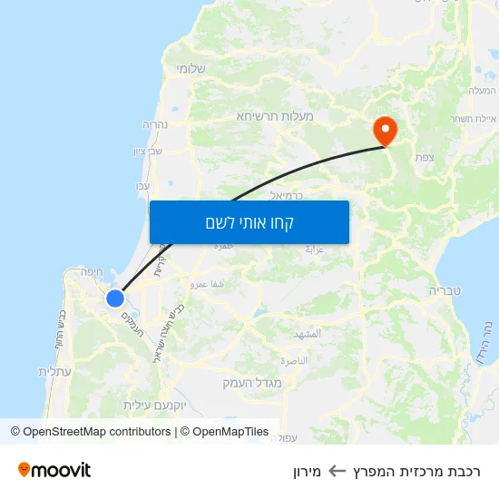 מפת רכבת מרכזית המפרץ למירון
