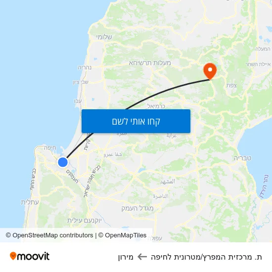 מפת ת. מרכזית המפרץ/מטרונית לחיפה למירון