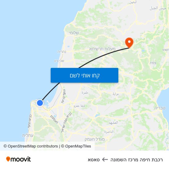 מפת רכבת חיפה מרכז השמונה לסאסא