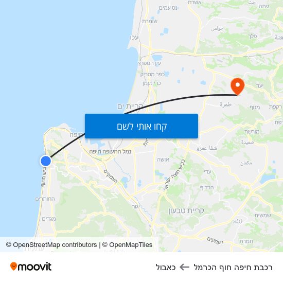 מפת רכבת חיפה חוף הכרמל לכאבול