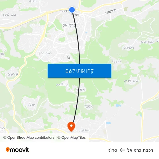 מפת רכבת כרמיאל לסח'נין