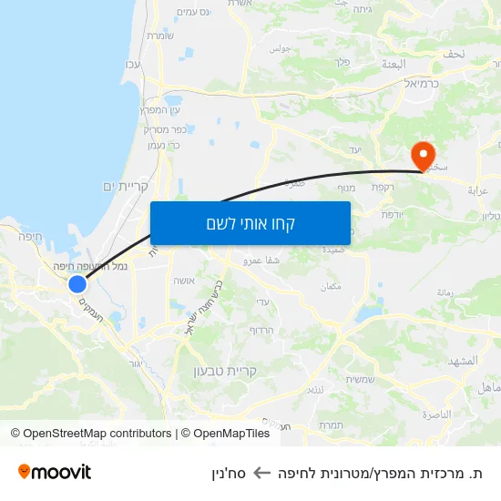 מפת ת. מרכזית המפרץ/מטרונית לחיפה לסח'נין