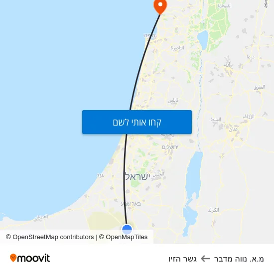 מפת מ.א. נווה מדבר לגשר הזיו