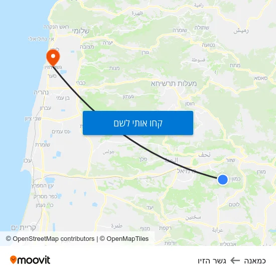 מפת כמאנה לגשר הזיו