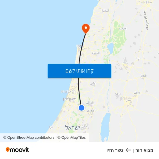 מפת מבוא חורון לגשר הזיו