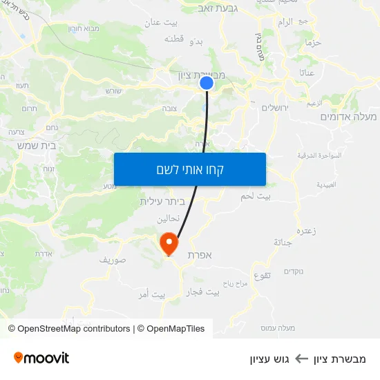 מפת מבשרת ציון לגוש עציון