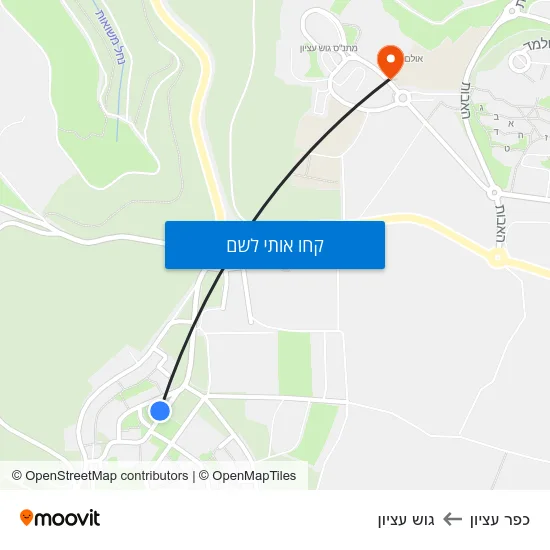 מפת כפר עציון לגוש עציון