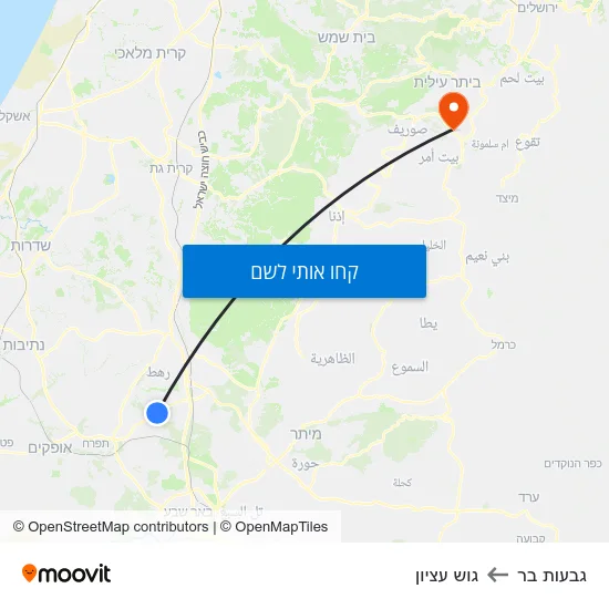 מפת גבעות בר לגוש עציון