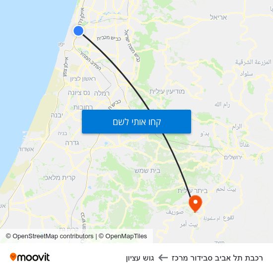מפת רכבת תל אביב סבידור מרכז לגוש עציון