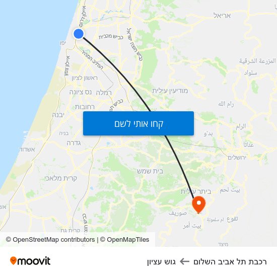 מפת רכבת תל אביב השלום לגוש עציון