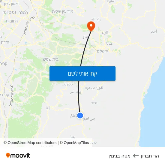 מפת הר חברון למטה בנימין