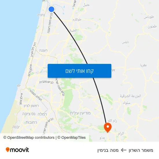 מפת משמר השרון למטה בנימין