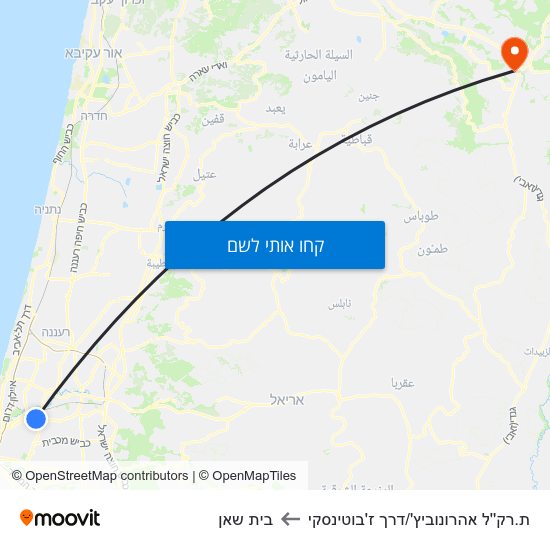 מפת ת.רק''ל אהרונוביץ'/דרך ז'בוטינסקי לבית שאן