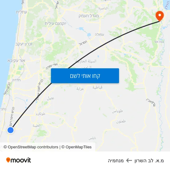 מפת מ.א. לב השרון למנחמיה