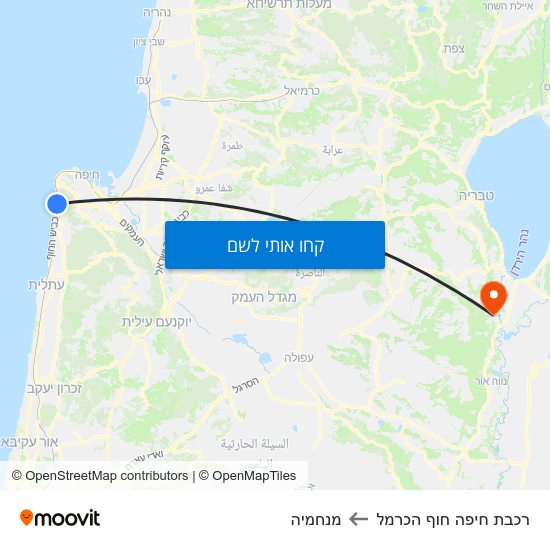 מפת רכבת חיפה חוף הכרמל למנחמיה