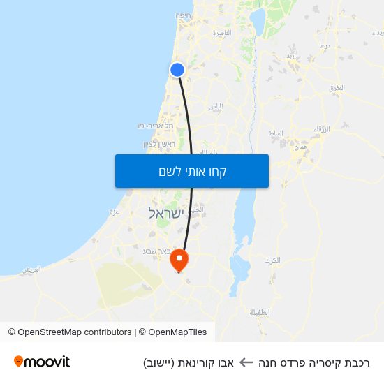 מפת רכבת קיסריה פרדס חנה לאבו קורינאת (יישוב)