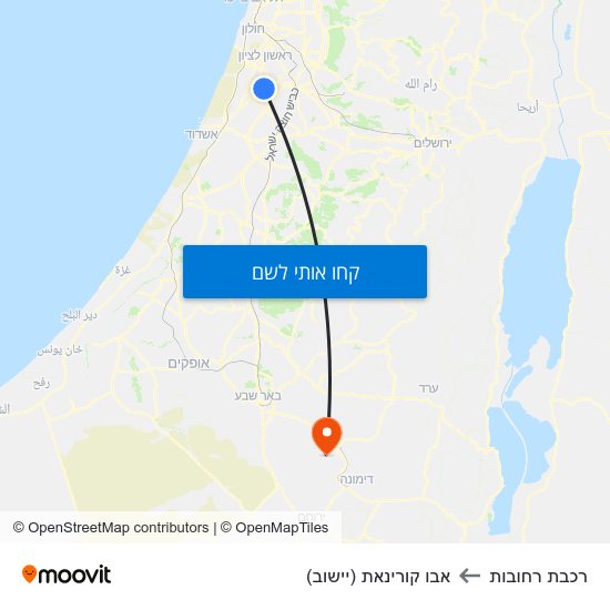 מפת רכבת רחובות לאבו קורינאת (יישוב)