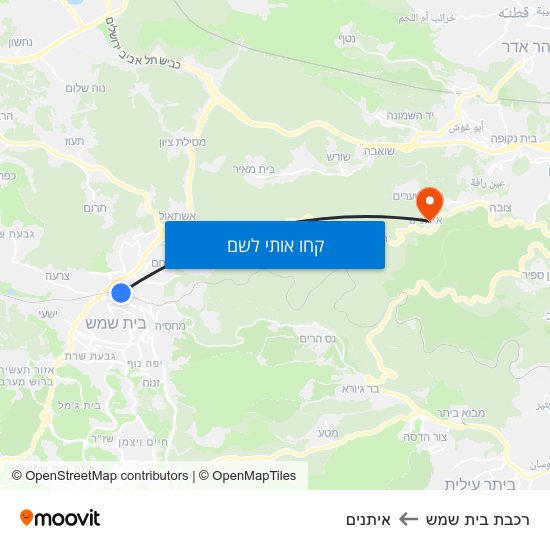 מפת רכבת בית שמש לאיתנים