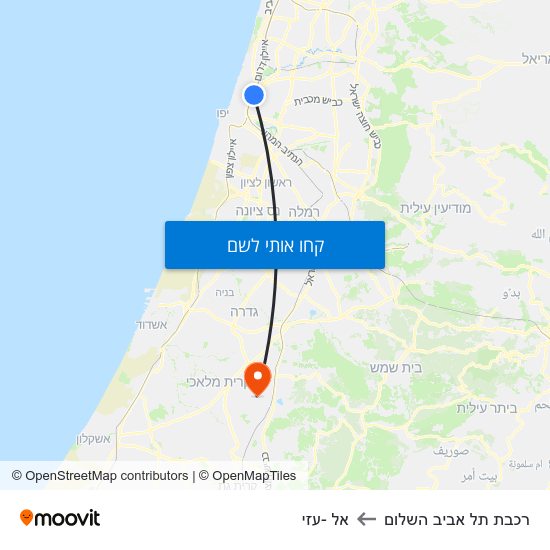 מפת רכבת תל אביב השלום לאל -עזי