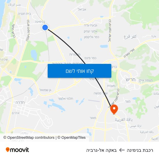 מפת רכבת בנימינה לבאקה אל-גרביה