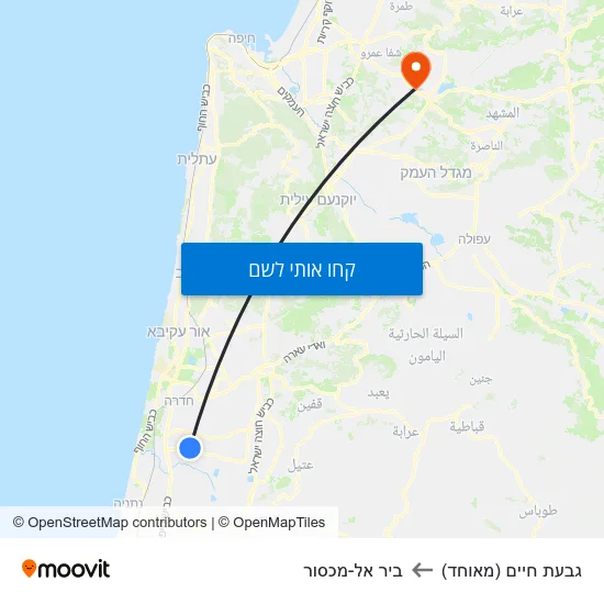 מפת גבעת חיים (מאוחד) לביר אל-מכסור