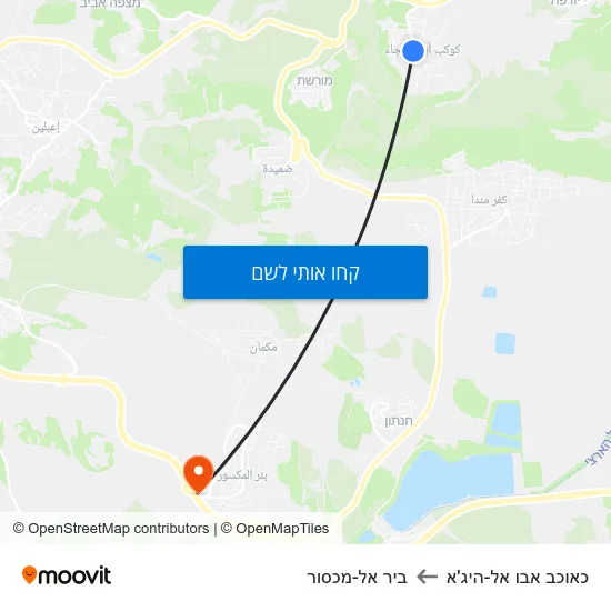 מפת כאוכב אבו אל-היג'א לביר אל-מכסור