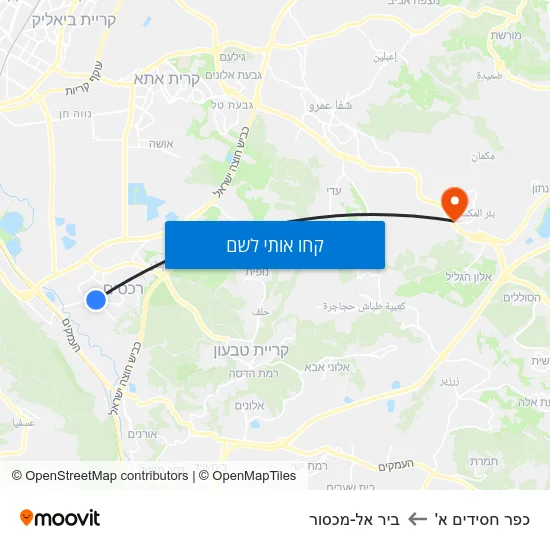 מפת כפר חסידים א' לביר אל-מכסור